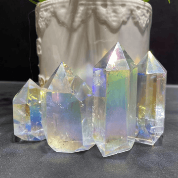 Aura clear quartz point